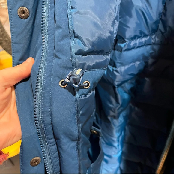 LAND’S END ~ Women’s Long Puffy Down Jacket with Detachable Hood Blue Pockets - Picture 11 of 14